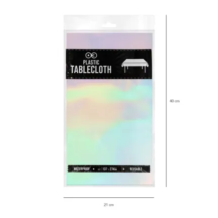 Obrus opalizujący srebrny 137x274cm