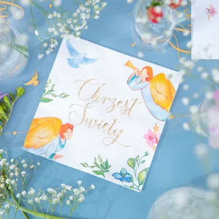 Serwetki na chrzest Anioły 10szt. Serwetki na chrzest Anioły 10szt.