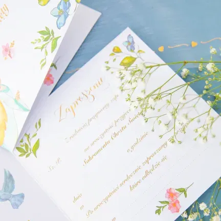 Zaproszenie na chrzest Anioły 10szt. 