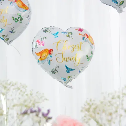 Balon foliowy serce Chrzest Anioły 45cm