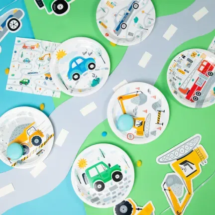 Talerzyki papierowe Auta 7cali 6szt. zestaw 