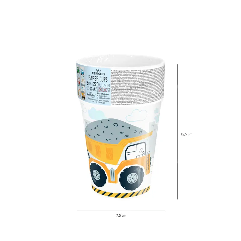 Kubek Auta 220ml 6szt. 