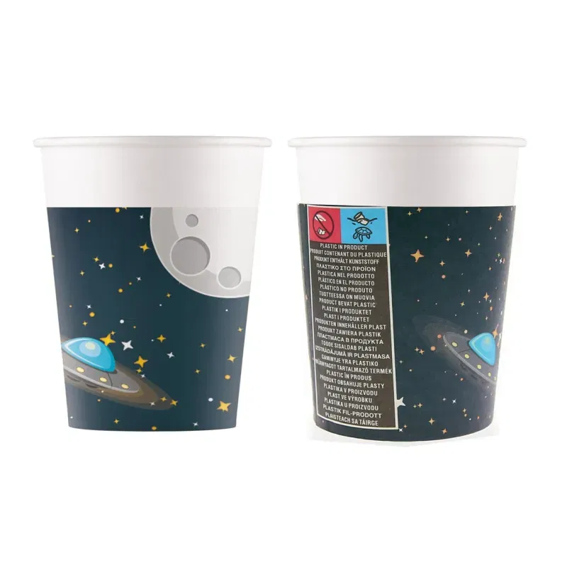 Kubeczki papierowe Rocket Space, 200ml, 8 szt.