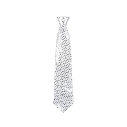 Krawat błyszczący, srebrny, 40 cm