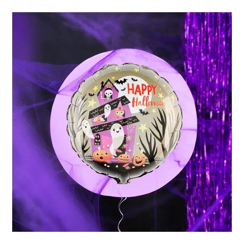 Balon foliowy Happy Halloween dom grozy, 45cm 