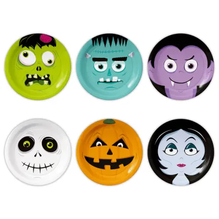 Talerzyk papierowy Halloween Monsters 7cali 6szt.