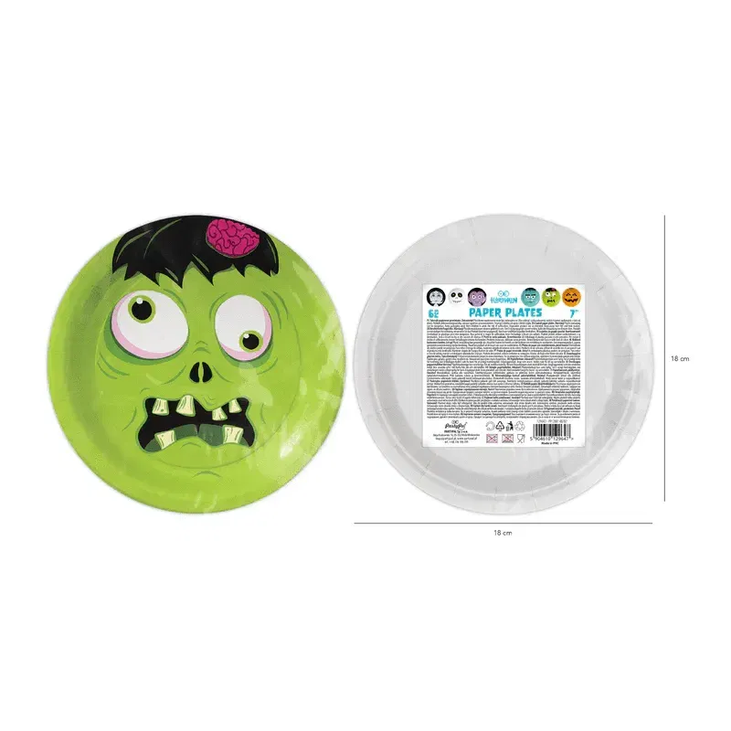 Talerzyk papierowy Halloween Monsters 7cali 6szt. Talerzyk papierowy Halloween Monsters 7cali 6szt.