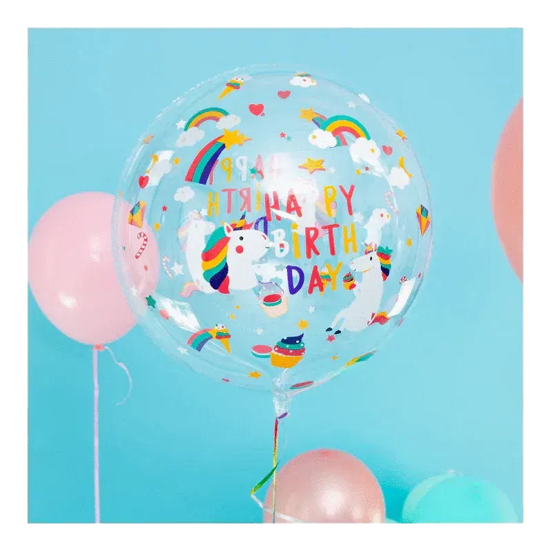 Balon przeźroczysty okrągły Jednorożec 45cm, 1szt. Balon przeźroczysty okrągły Jednorożec 45cm, 1szt.