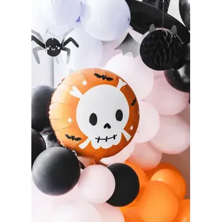 Balon foliowy Czaszka, 45 cm, pomarańczowy Balon foliowy Czaszka, 45 cm, pomarańczowy