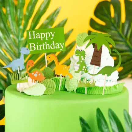Toppery na tort Dinozaury Happy Birthday 9szt.  Toppery na tort Dinozaury Happy Birthday 9szt.