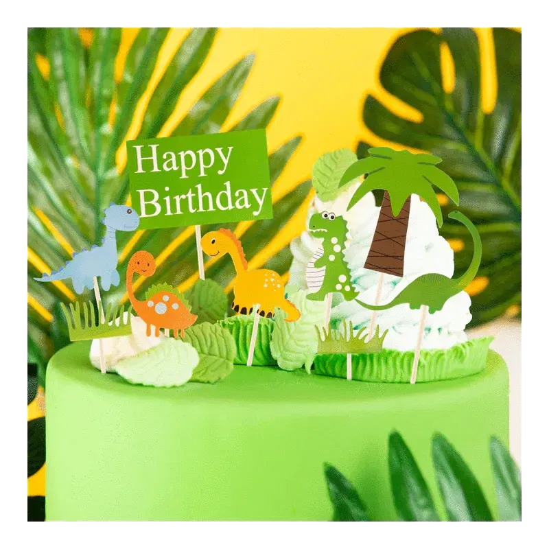 Toppery na tort Dinozaury Happy Birthday 9szt.  Toppery na tort Dinozaury Happy Birthday 9szt.
