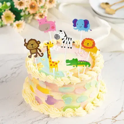 Toppery na tort Zwierzątka kolorowe 7szt. Toppery na tort Zwierzątka kolorowe 7szt.