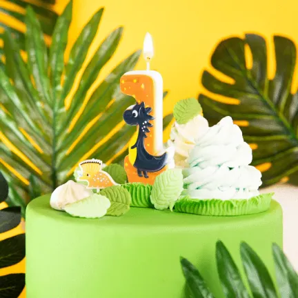 Świeczka na tort Dinozaury cyfra 1