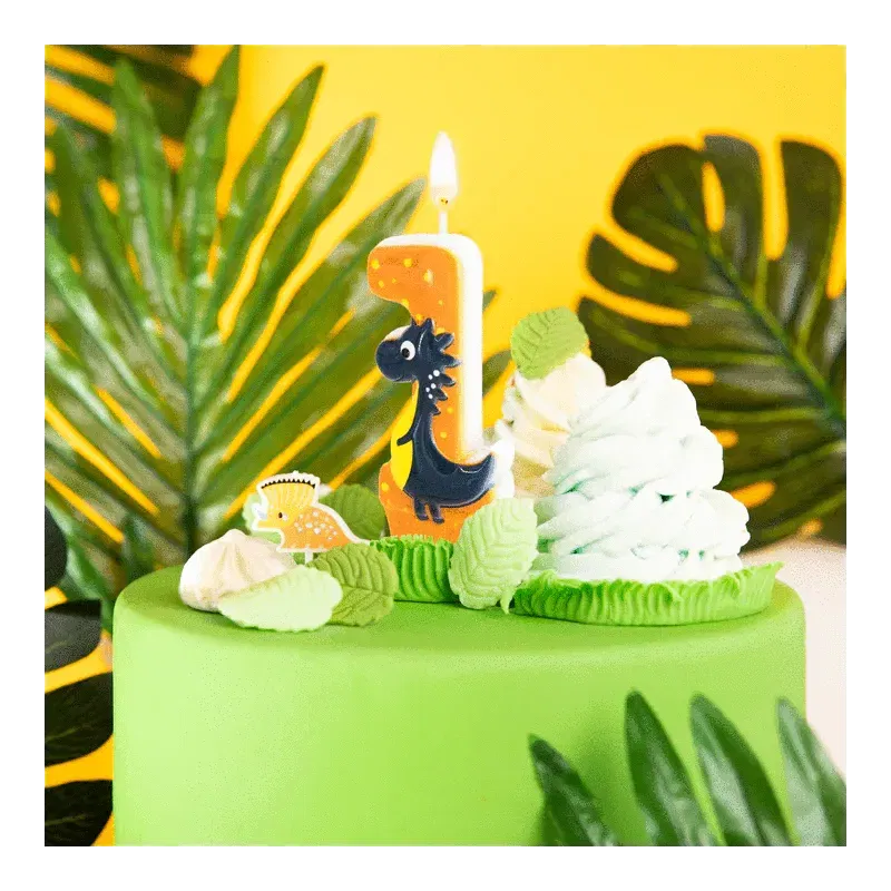 Świeczka na tort Dinozaury cyfra 1
