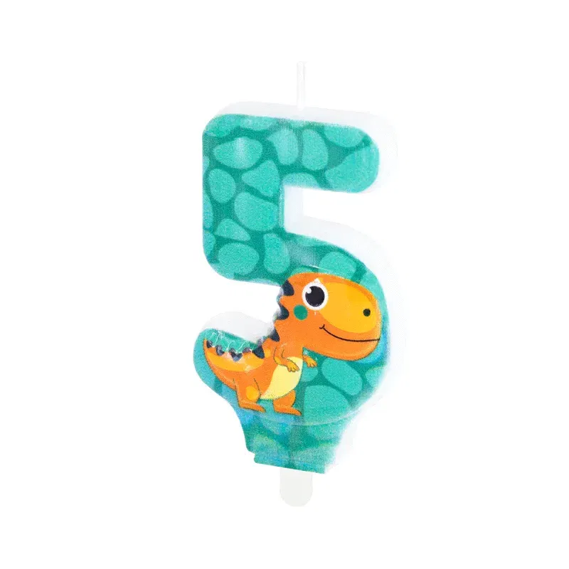 Świeczka na tort Dinozaury cyfra 5