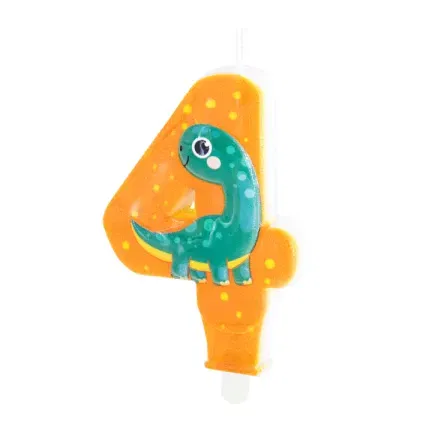 Świeczka na tort Dinozaury cyfra 4