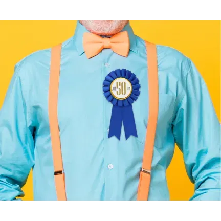 Kotylion "Już 50-tka?", niebieski