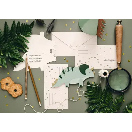 Zaproszenia Triceratops, 6szt.