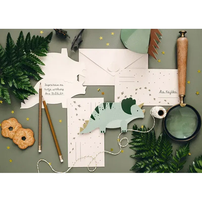 Zaproszenia Triceratops, 6szt.