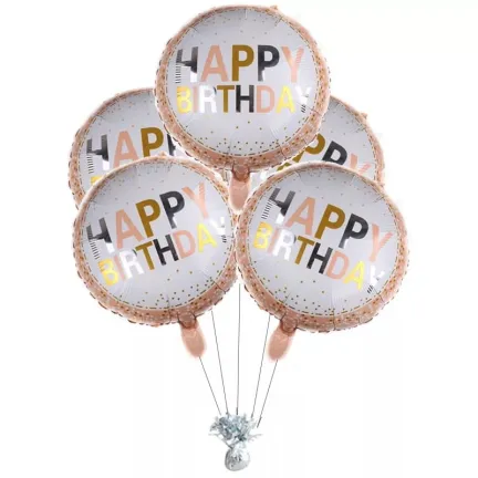 Balon foliowy Happy Birthday, złoty-róż-srebrny, 18"