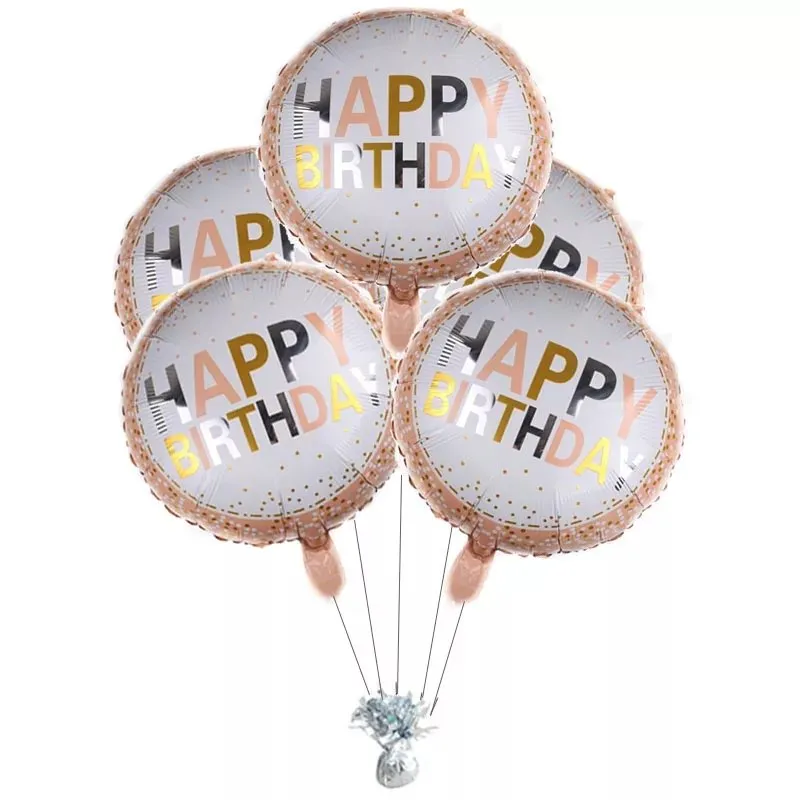 Balon foliowy Happy Birthday, złoty-róż-srebrny, 18"