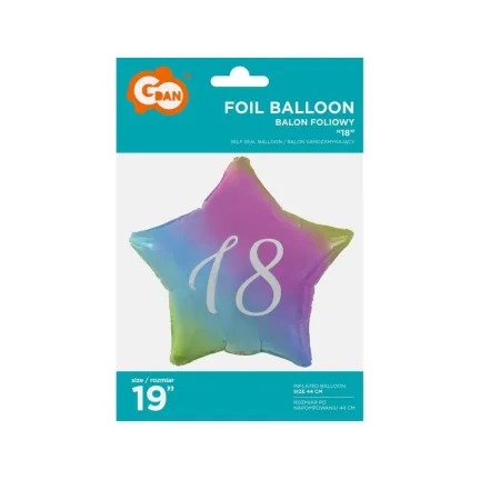 Balon foliowy"18: gwiazda tęczowa, 19 cali