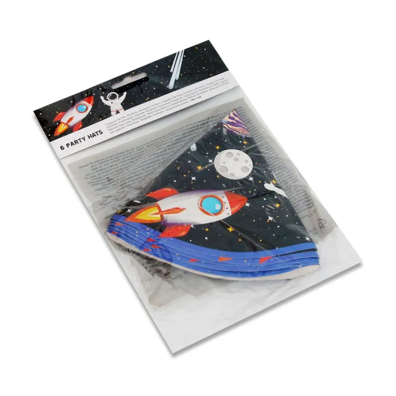 Czapeczki papierowe Rocket Space, 6 szt. Czapeczki papierowe Rocket Space, 6 szt.