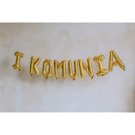 Balon foliowy ''I Komunia'', 260x40 cm, złoty Balon foliowy ''I Komunia'', 260x40 cm, złoty