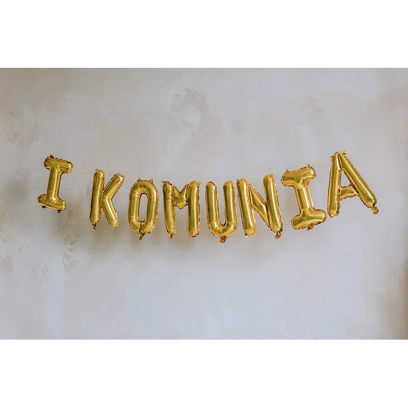 Balon foliowy ''I Komunia'', 260x40 cm, złoty Balon foliowy ''I Komunia'', 260x40 cm, złoty