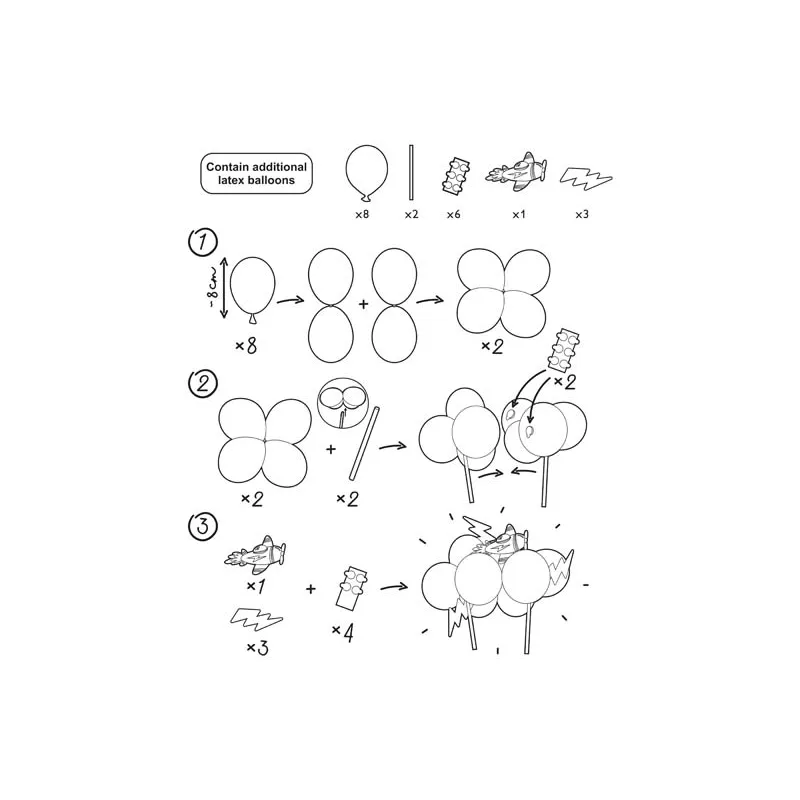 Balonowy topper na tort Samolot, mix, 29 cm Balonowy topper na tort Samolot, mix, 29 cm