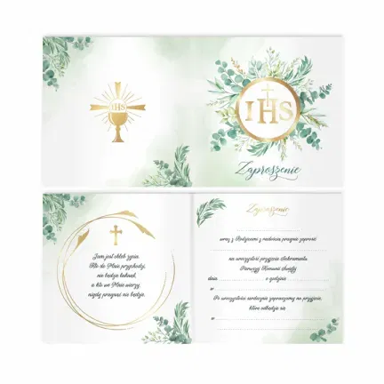 Zaproszenie na komunię IHS 10szt.