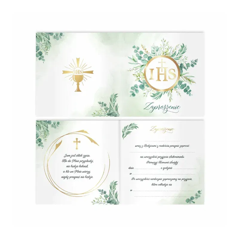 Zaproszenie na komunię IHS 10szt.