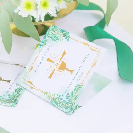 Zaproszenie na komunię Kielich IHS 10szt.