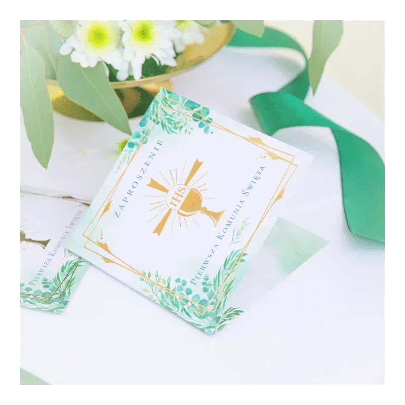 Zaproszenie na komunię Kielich IHS 10szt.