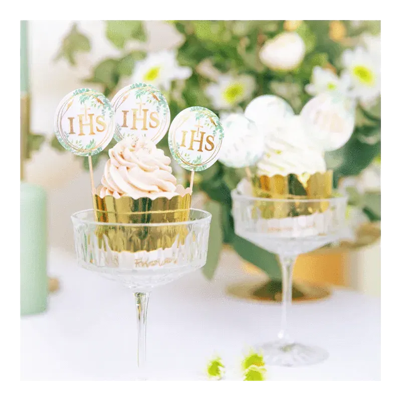 Toppery na tort komunijny IHS 6szt.