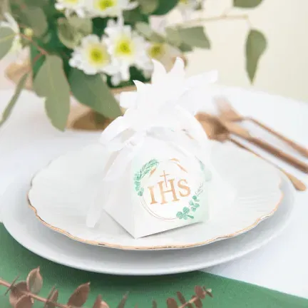 Pudełko na prezent dla gości IHS 6szt. DIY złoto-zielone Pudełko na prezent dla gości IHS 6szt. DIY złoto-zielone