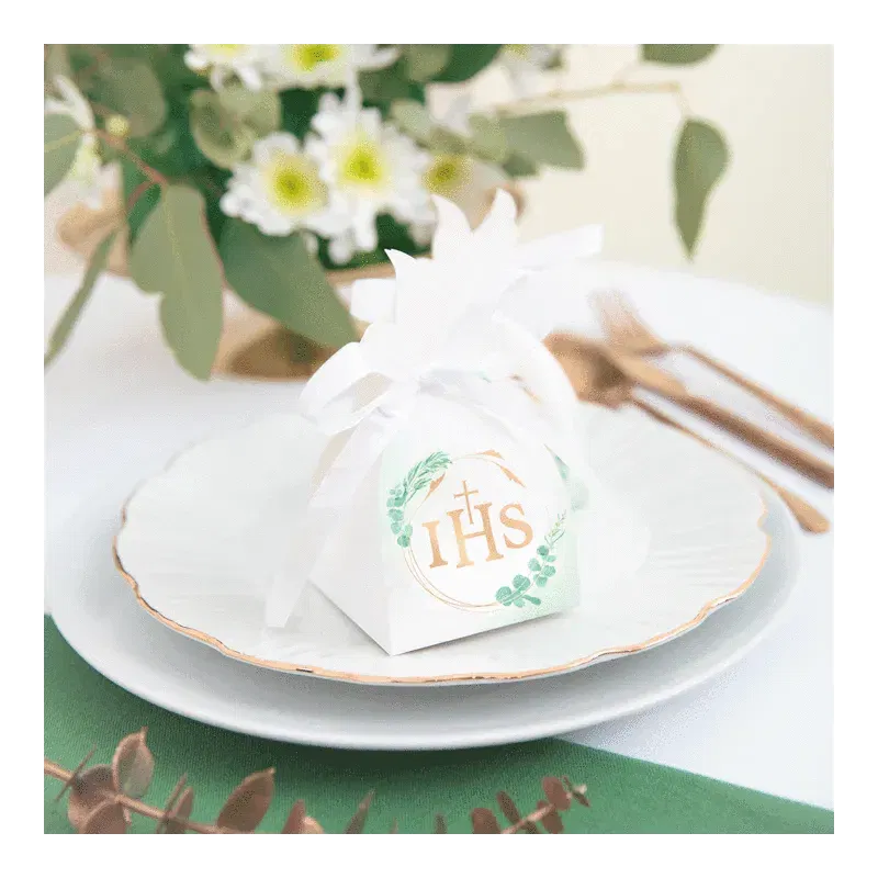 Pudełko na prezent dla gości IHS 6szt. DIY złoto-zielone Pudełko na prezent dla gości IHS 6szt. DIY złoto-zielone