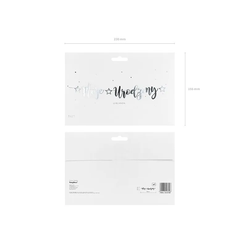 Baner Moje urodziny, srebrny, 16,5x90cm Baner Moje urodziny, srebrny, 16,5x90cm