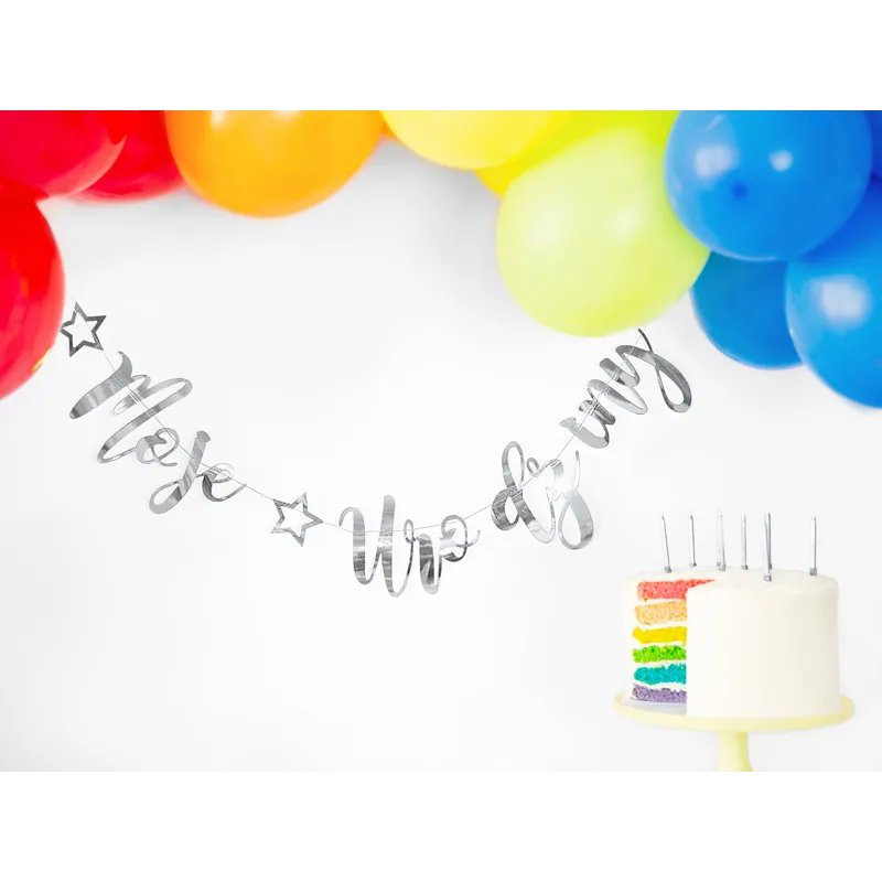 Baner Moje urodziny, srebrny, 16,5x90cm Baner Moje urodziny, srebrny, 16,5x90cm