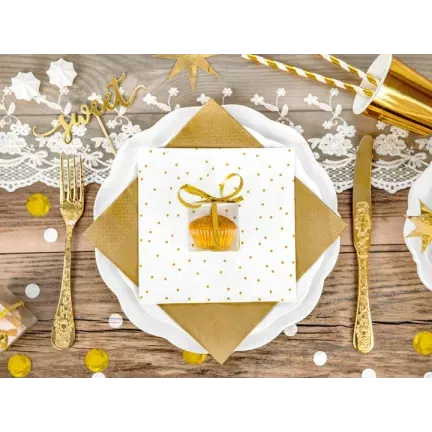 Serwetki białe w złote kropeczki/20szt. Serwetki białe w złote kropeczki/20szt.