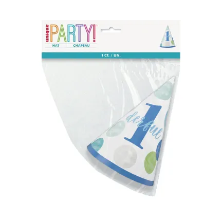 Czapeczka First Birthday, niebieskie groszki Czapeczka First Birthday, niebieskie groszki