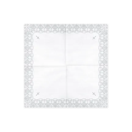 Serwetki Komunijne z ornamentem, srebrne
