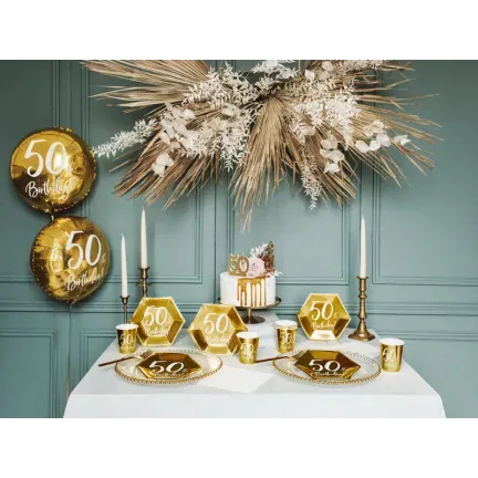 Balon Foliowy 50th urodzinowy, złoty Balon Foliowy 50th urodzinowy, złoty