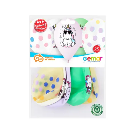 Balony Premium Hel Wesoły Jednorożec, 13 cali/ 5 Balony Premium Hel Wesoły Jednorożec, 13 cali/ 5