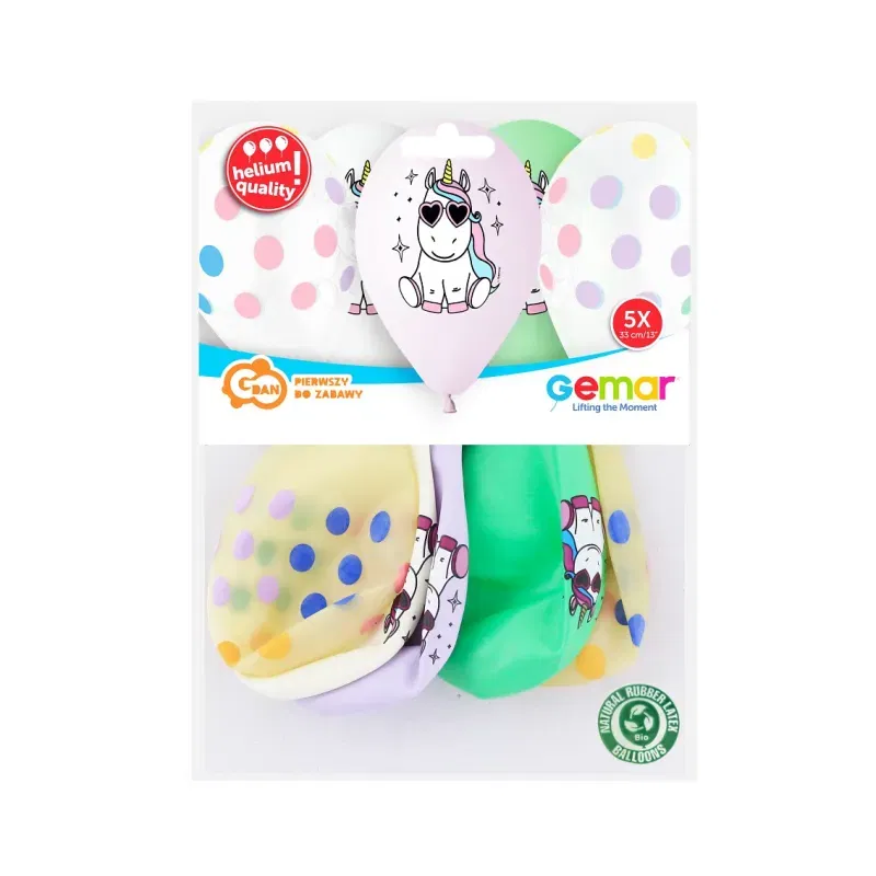 Balony Premium Hel Wesoły Jednorożec, 13 cali/ 5 Balony Premium Hel Wesoły Jednorożec, 13 cali/ 5