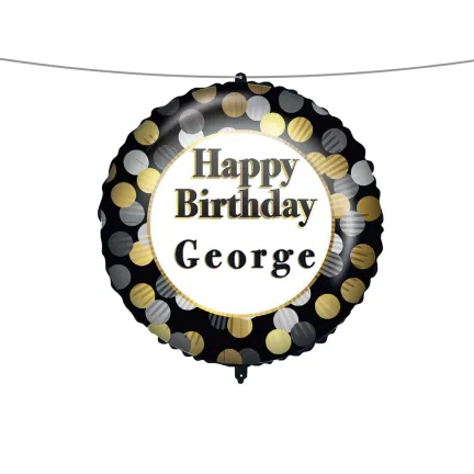 Balon foliowy 18" "Happy Birthday" - złoto-srebrne grochy Balon foliowy 18" "Happy Birthday" - złoto-srebrne grochy
