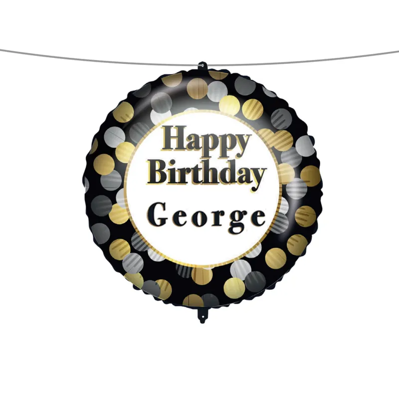 Balon foliowy 18" "Happy Birthday" - złoto-srebrne grochy Balon foliowy 18" "Happy Birthday" - złoto-srebrne grochy