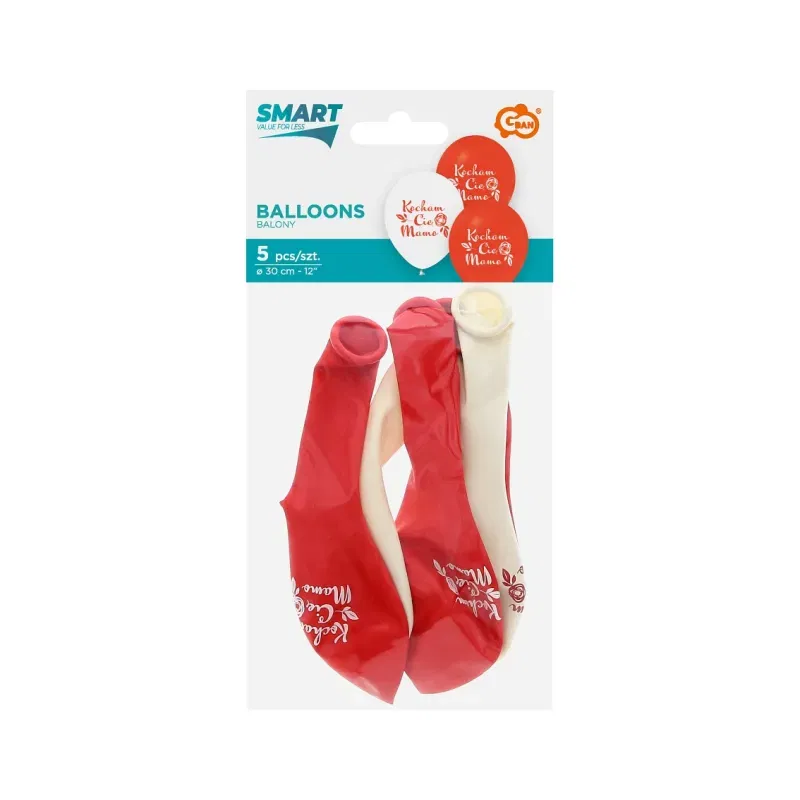 Balony Kocham Cię Mamo, 12"/ 5 szt. Balony Kocham Cię Mamo, 12"/ 5 szt.
