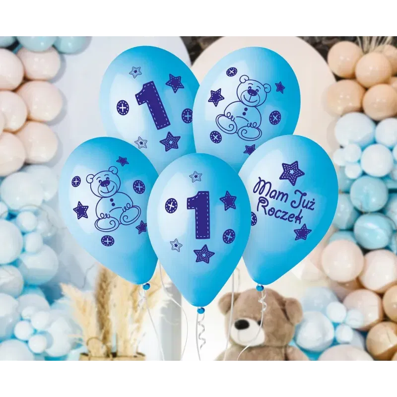 Balony Premium Moje 1 urodziny ( niebieski), 12 cali 5 szt. Balony Premium Moje 1 urodziny ( niebieski), 12 cali 5 szt.