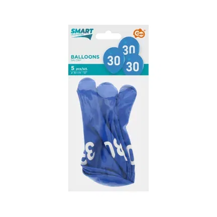 Balony urodzinowe "30", niebieskie, 12 cali 5 szt. Balony urodzinowe "30", niebieskie, 12 cali 5 szt.